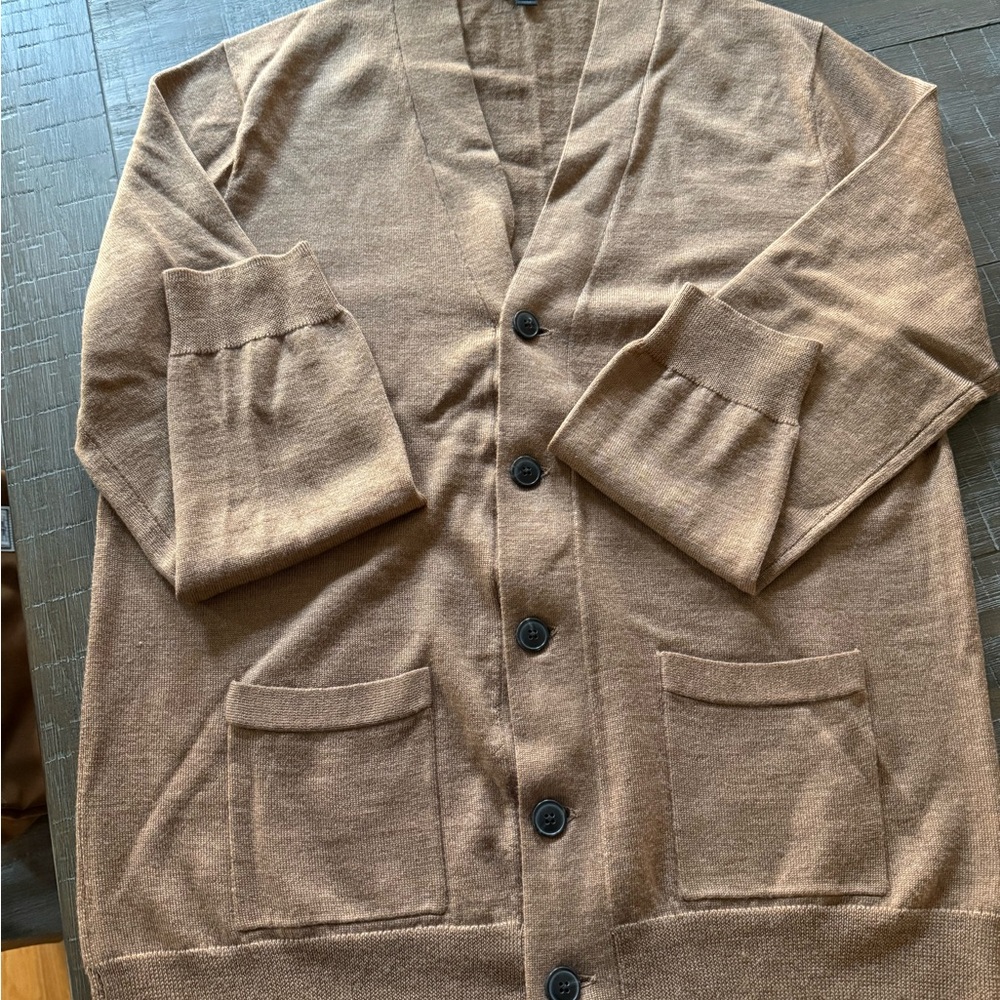 J. Crew Men's Tan Cardigan Sweater (large slim)